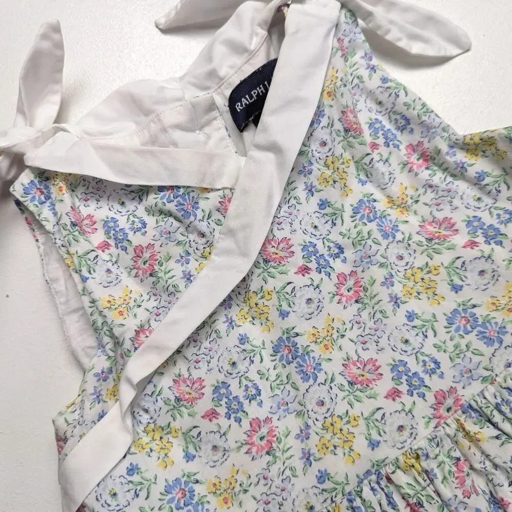 Ralph Lauren Dress Girls Size 24m Blue Floral Sundress